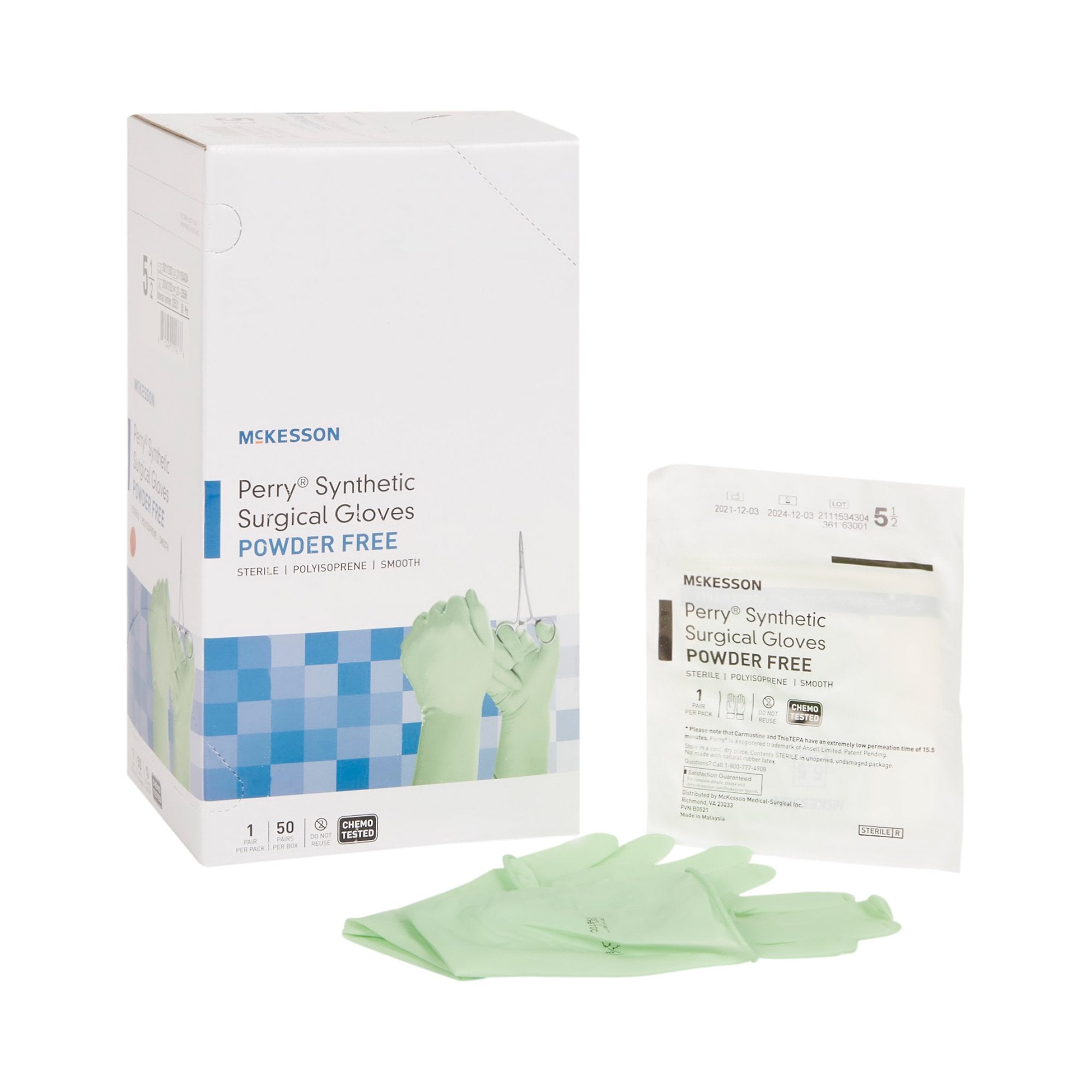 McKesson Perry® Performance Plus Polyisoprene Surgical Glove, Size 5.5, Green 20-2055N
