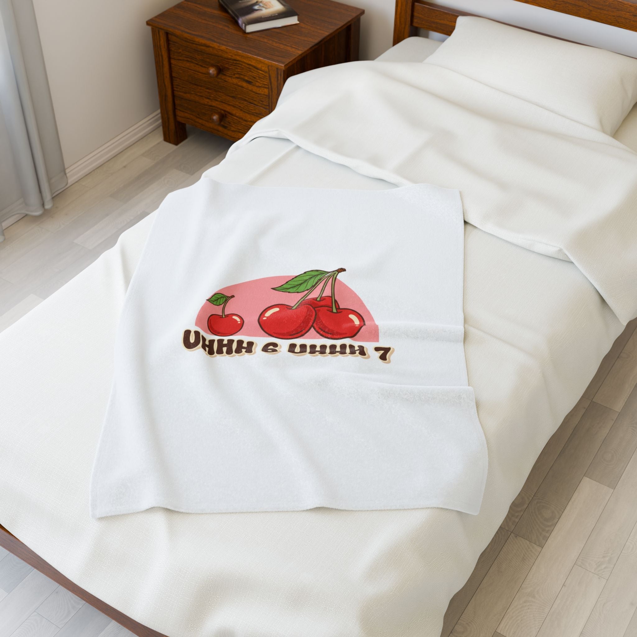 6 7 Cherry Retro Graphic Blanket | Kawaii Fruit Print