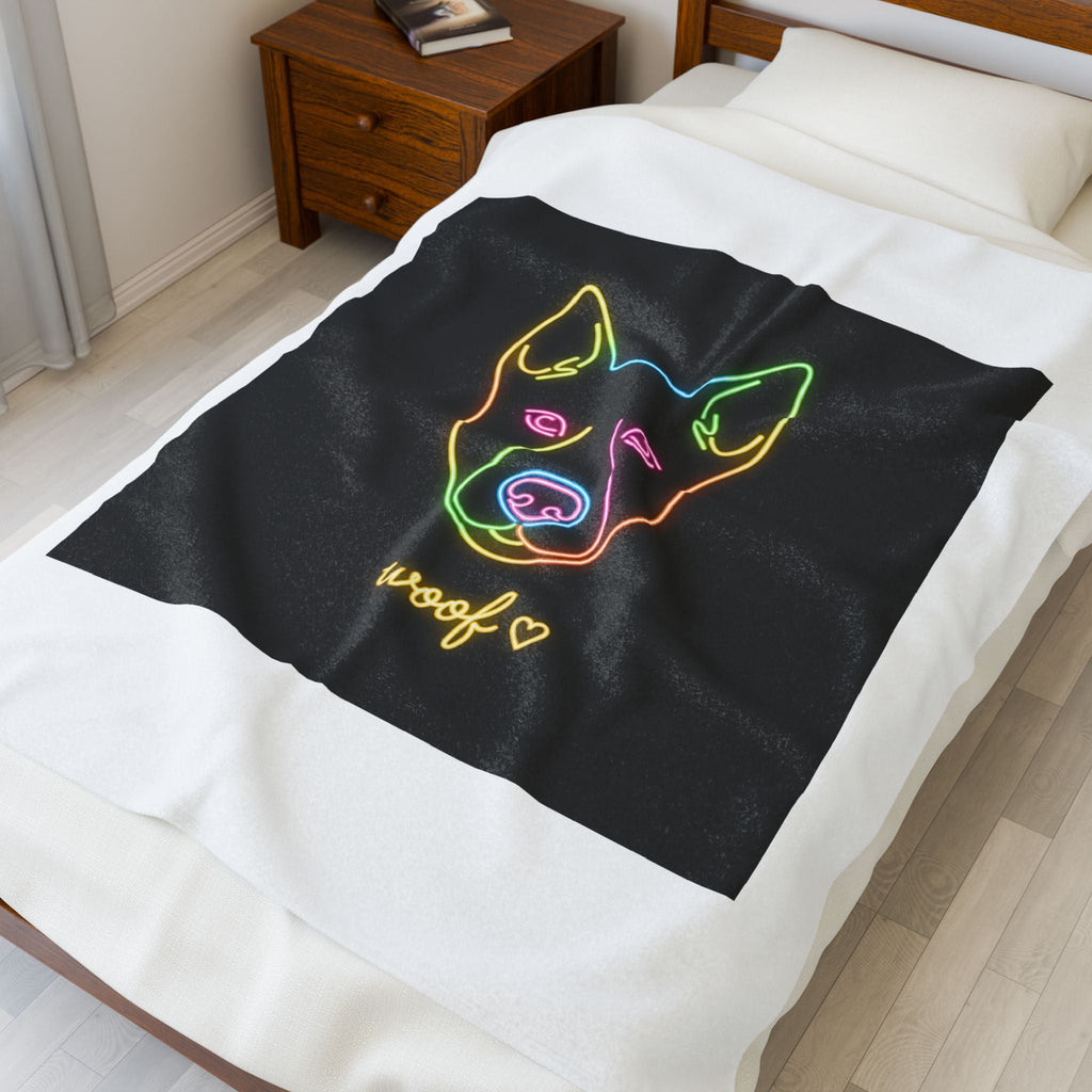 Neon Dog 'woof' Plush Blanket | Office Humor, Meeting Meme