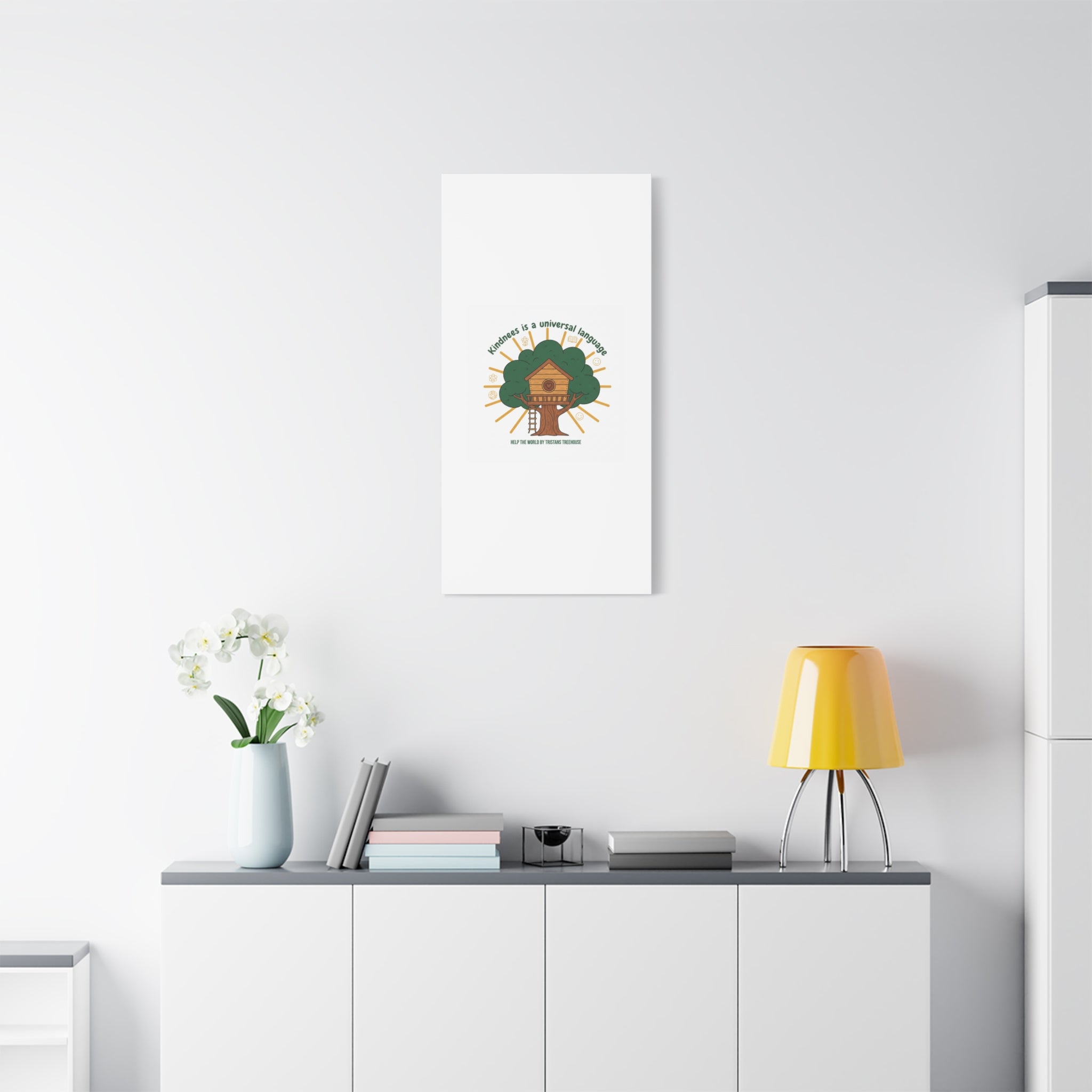 Kindness Is a Universal Language Canvas | Eco Humor, Treehouse Art