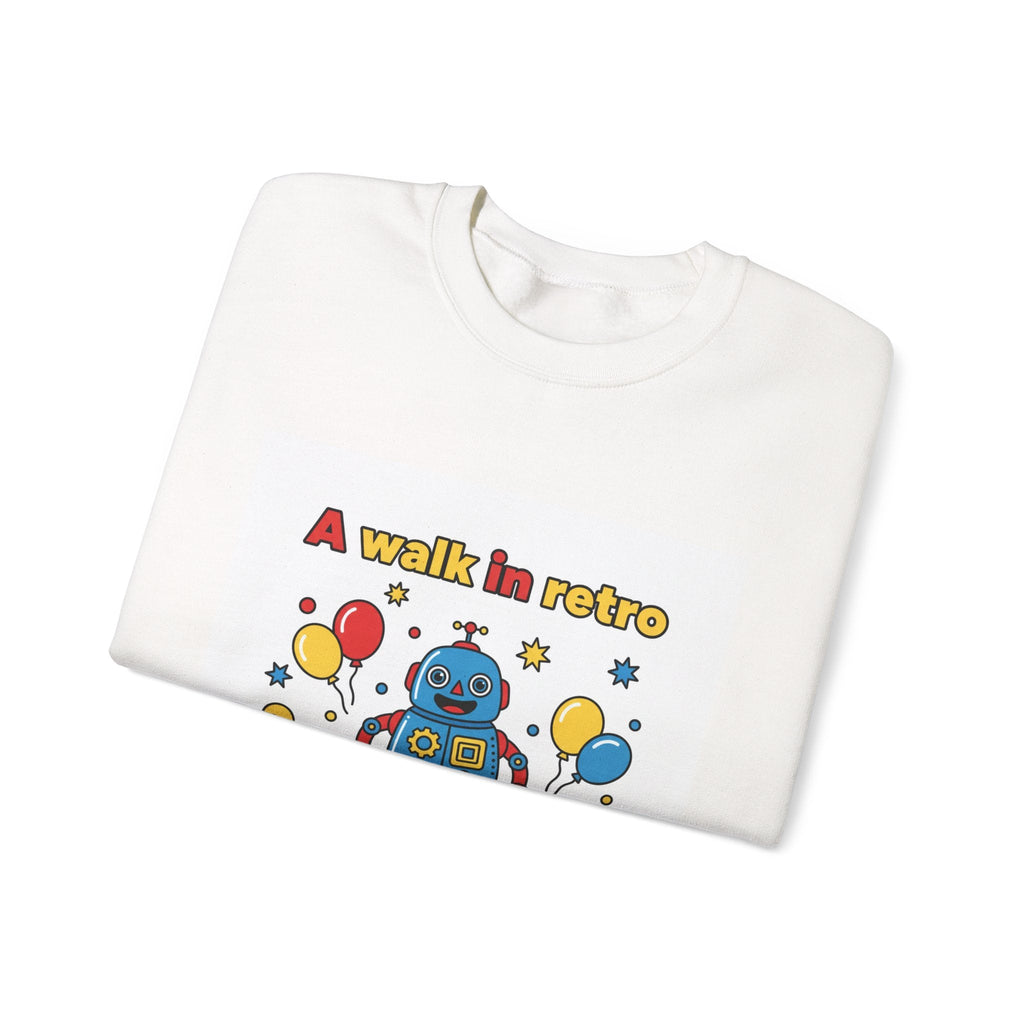 Retro Toy Robot Crewneck Sweatshirt | Throwback Kid, Primary Color Retro