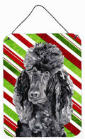 Black Standard Poodle Candy Cane Christmas Wall or Door Hanging Prints Aluminum Metal Sign Kitchen Wall Bar Bathroom Plaque Home Decor Front Door Plaque, 12x16, Multicolor