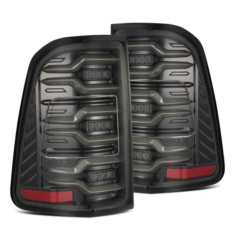 AlphaRex 19-21 Dodge Ram 1500 Luxx-Series LED Tail Lights Alpha-Black w/Activ Light/Seq Signal 640030 *Discontinued