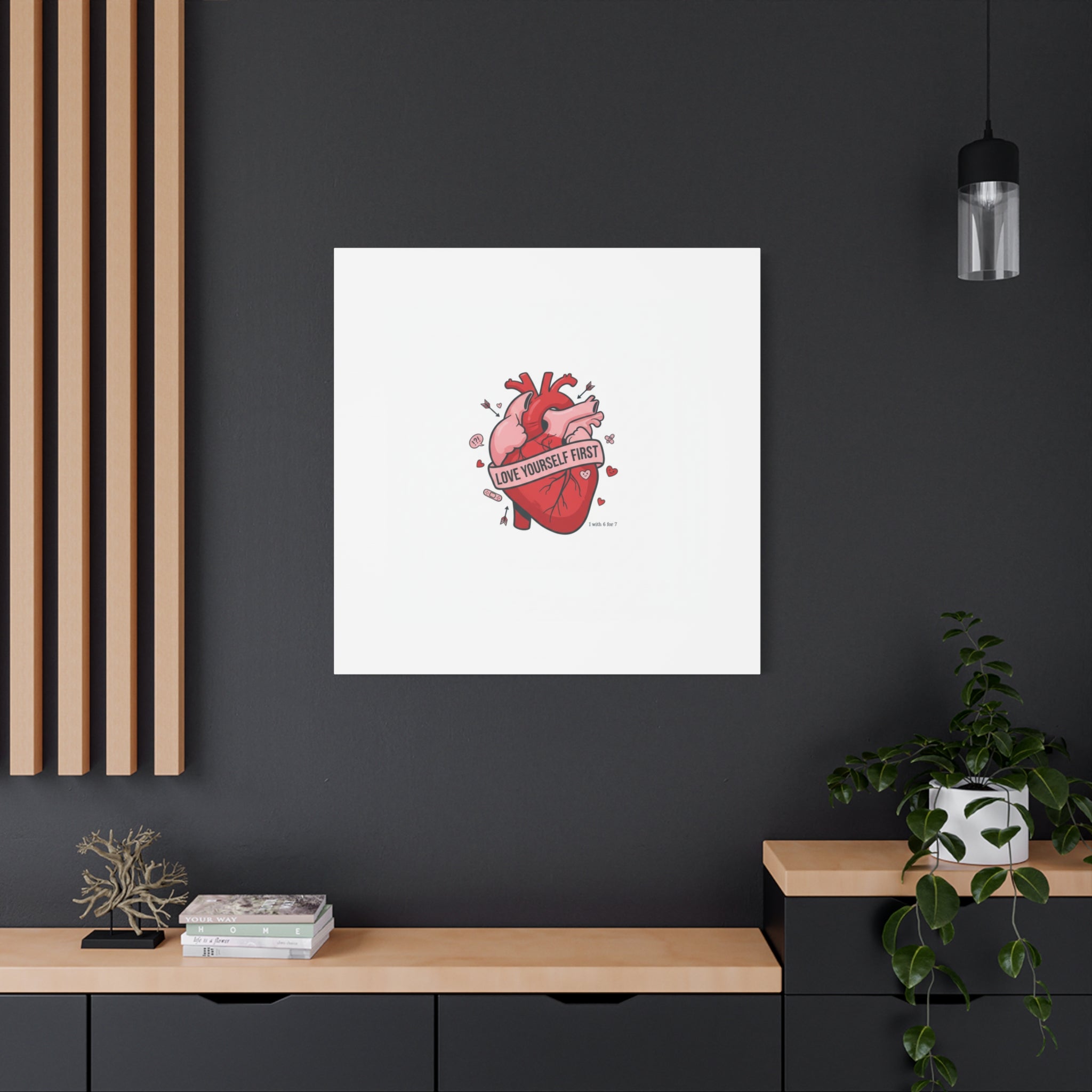 Love Yourself First Canvas, Hearts-with-a-Twist, Anti-Valentine Art