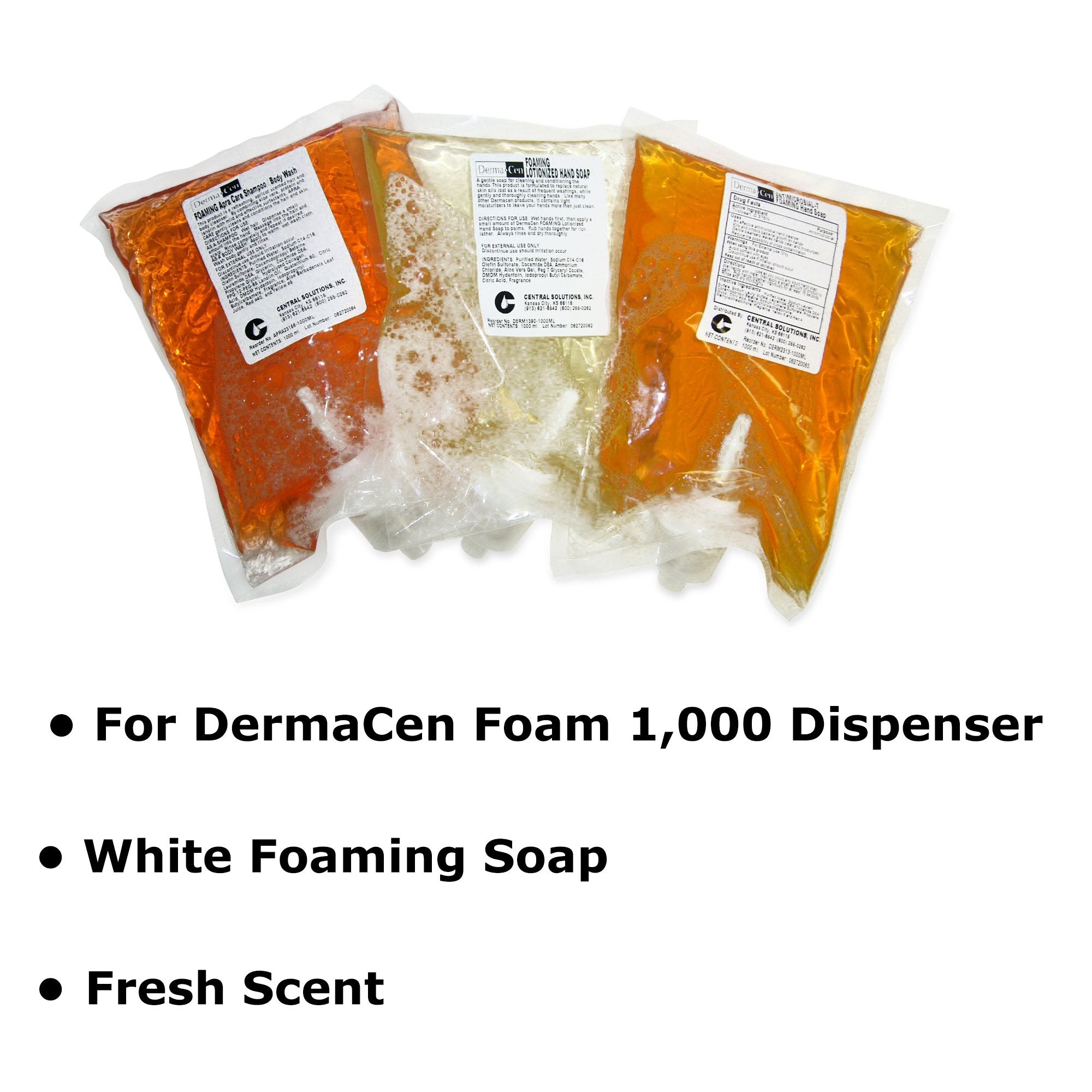 DermaCen® Soap, 1,000 mL Dispenser Refill Bag DERM1390-1000