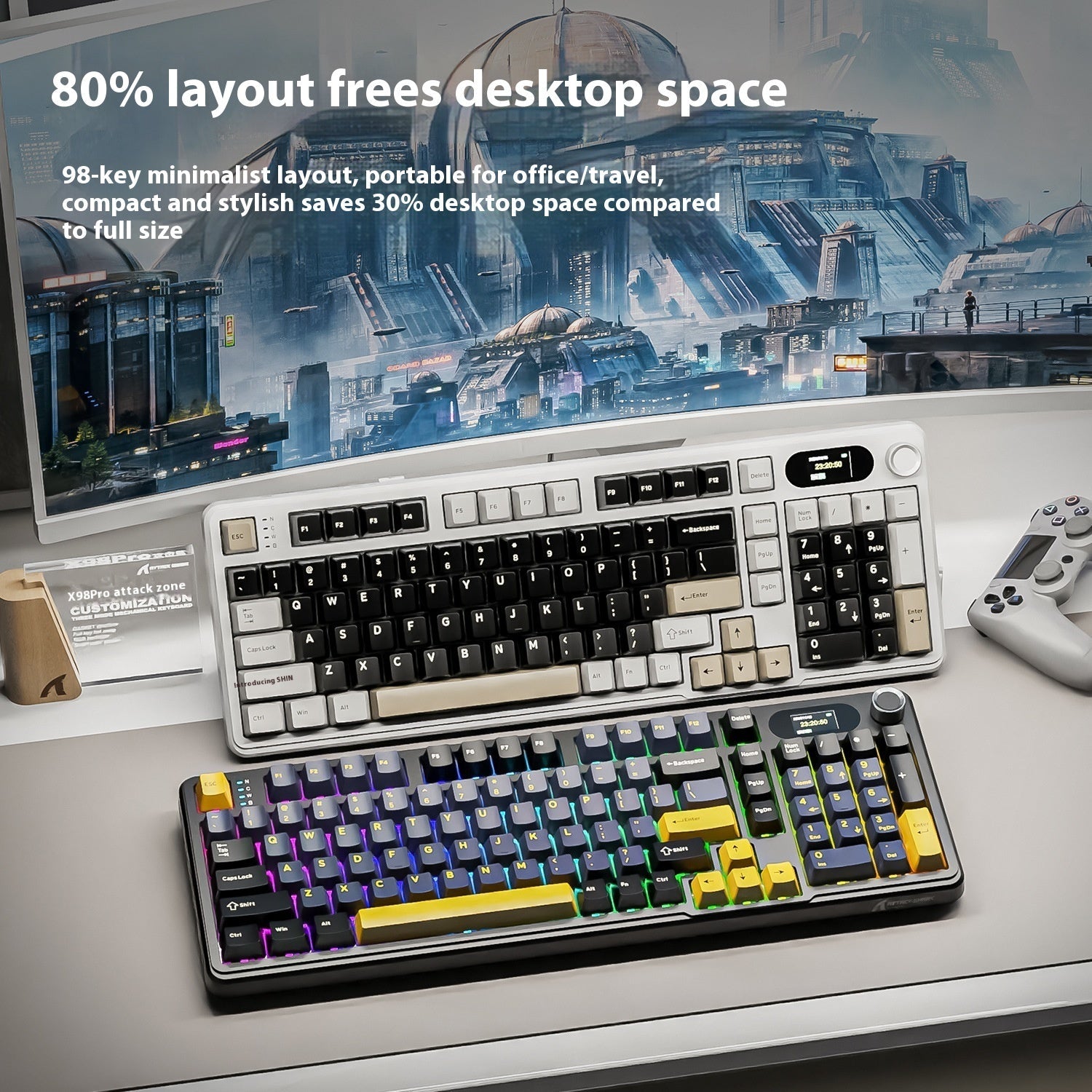 Three-mode RGB Wireless Bluetooth Side Engraving With Knob Game Mechanical Keyboard