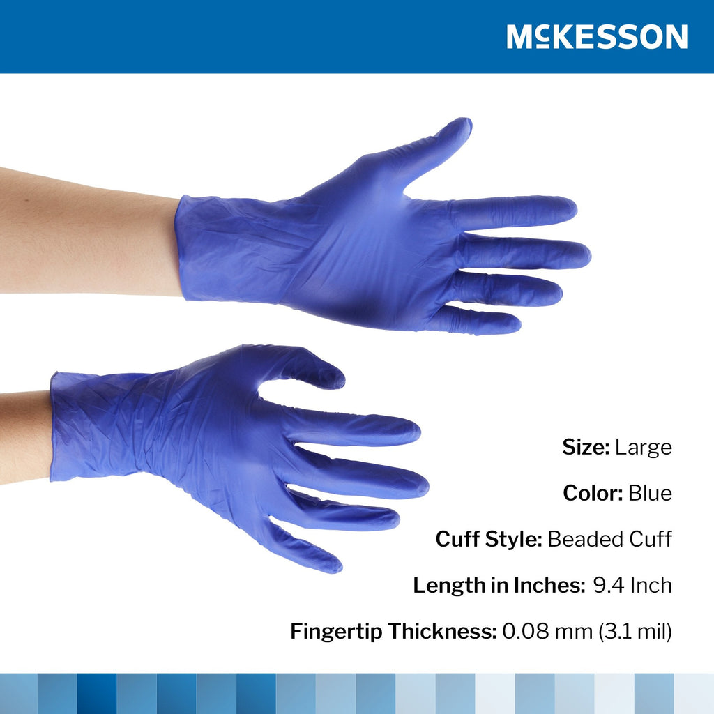 McKesson Confiderm® 3.0 Nitrile Exam Glove, Large, Blue 14-6N36