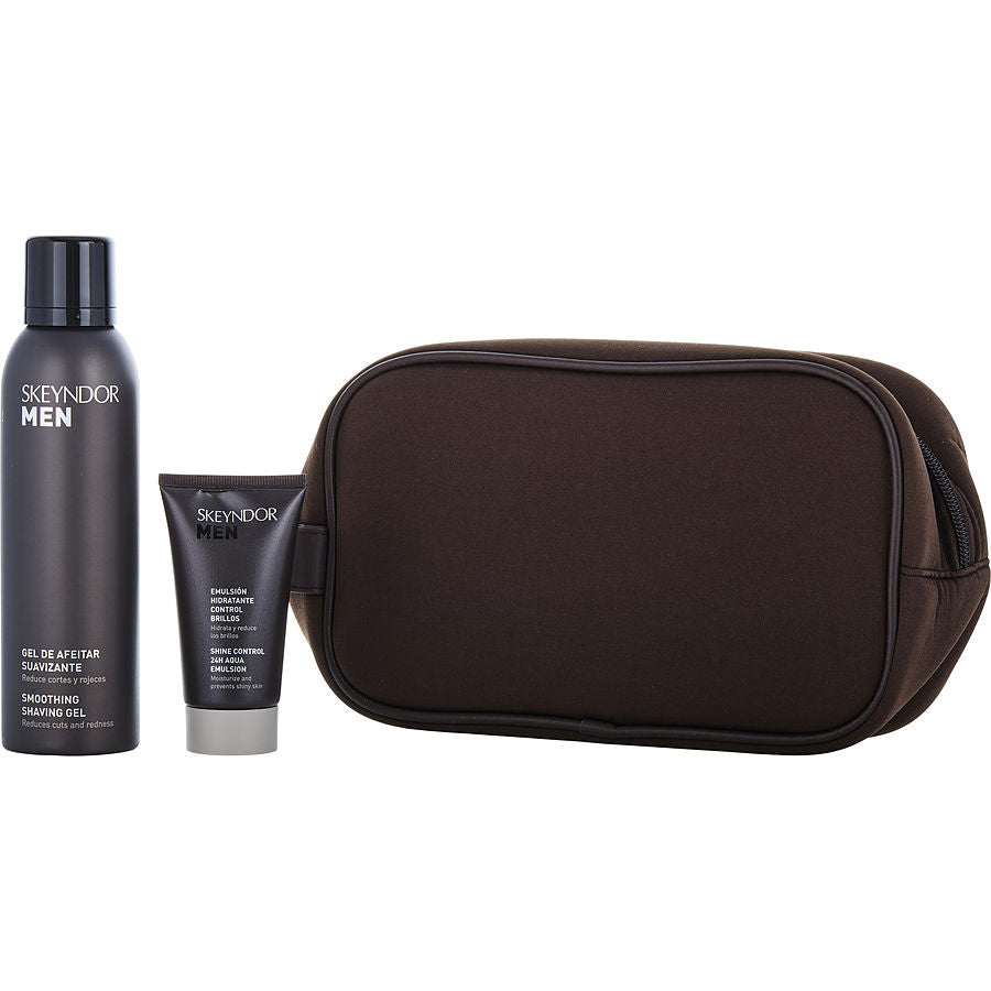 Men Facial Care Kit: Smoothing Shaving Gel 150ml + Shine Contol 24h Aqua Emulsion 50ml --2pcs+bag