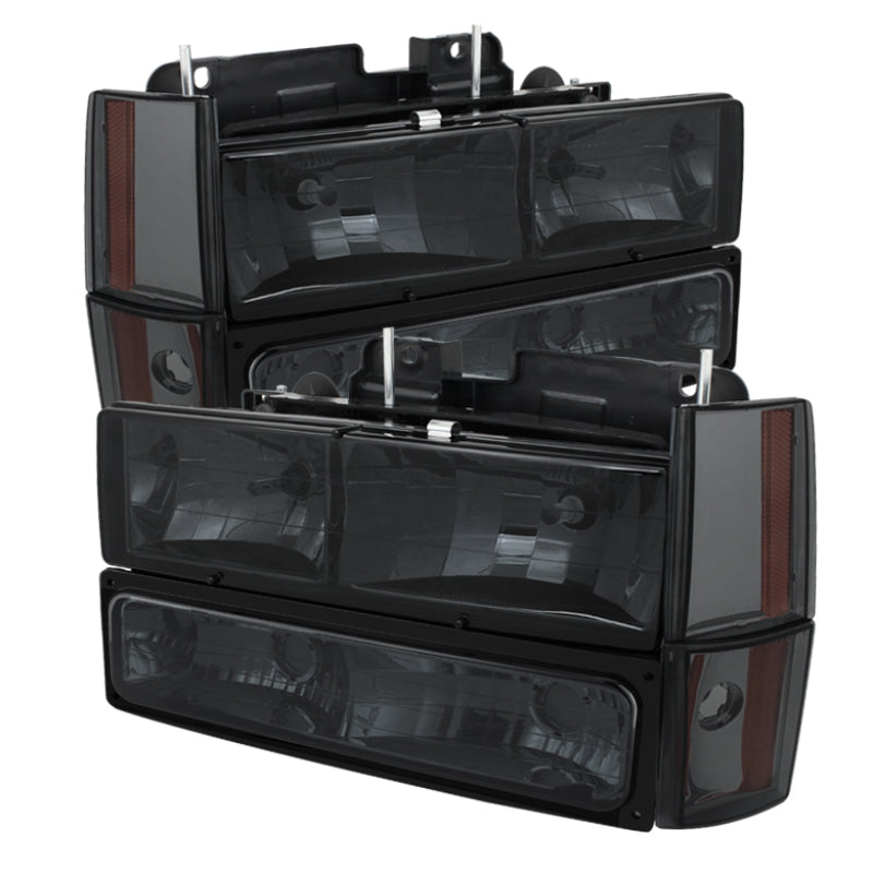 SPYDER Xtune GMC Yukon 92-93 Crystal Headlights w/ Corner & Bumper Smoke HD-JH-GMCCK88-AM-SM-SET 5073525