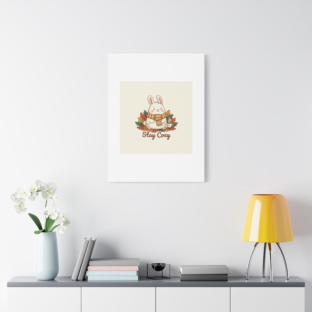 Cozy Bunny Illustration Canvas | Cute Critter Winter Forest Art