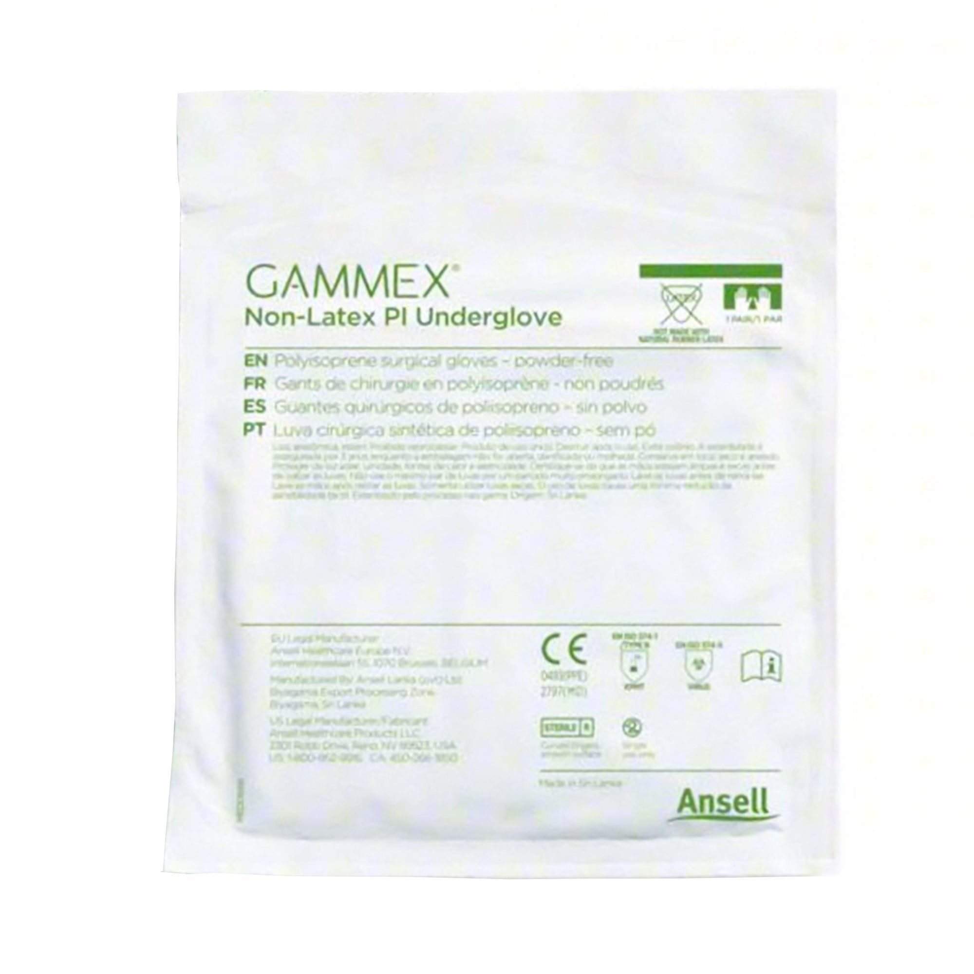 Gammex® Non-Latex PI Polyisoprene Surgical Underglove, Size 8, Green 20687280
