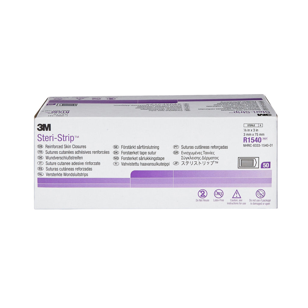 3M Steri-Strip Skin Closure Strips, nonwoven Material, Reinforced Strip, White R1540