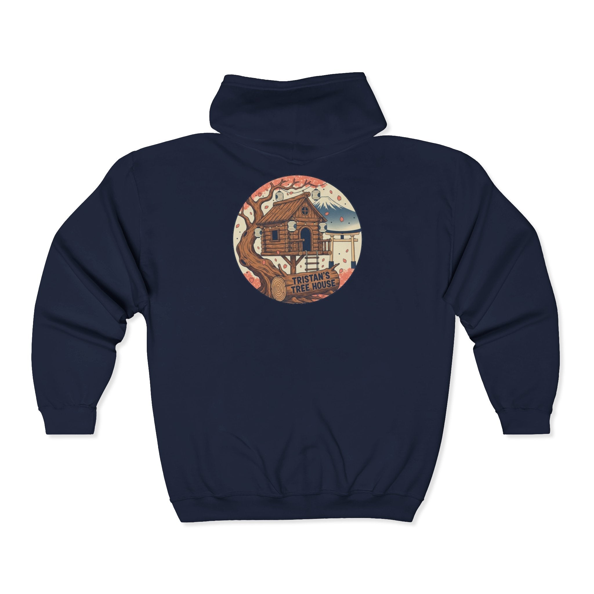 Love Vibes Zip Hoodie —Tristan’s Treehouse  Rustic Lakeside Circle Illustration