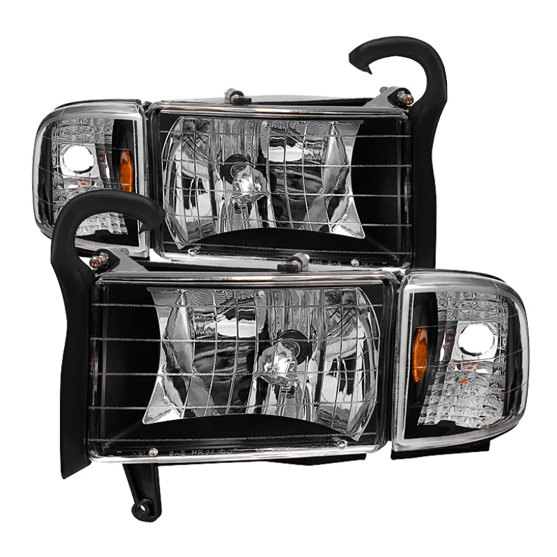 SPYDER Xtune Dodge Ram 1500 94-01 OEM Style Headlights w/ Corner Lamps Black HD-JH-DRAM94-SET-BK 9034299