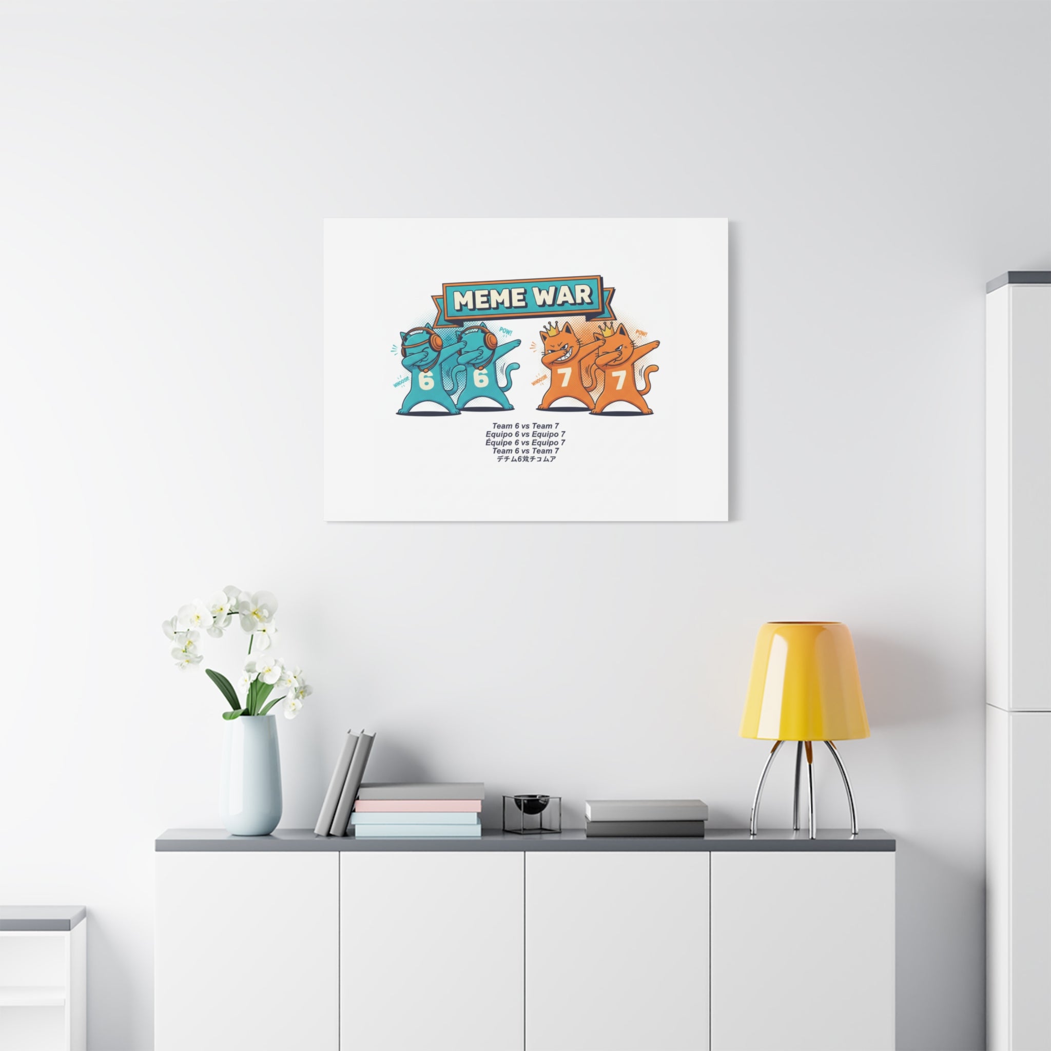 Meme War: Six vs. Seven Canvas Wall Art