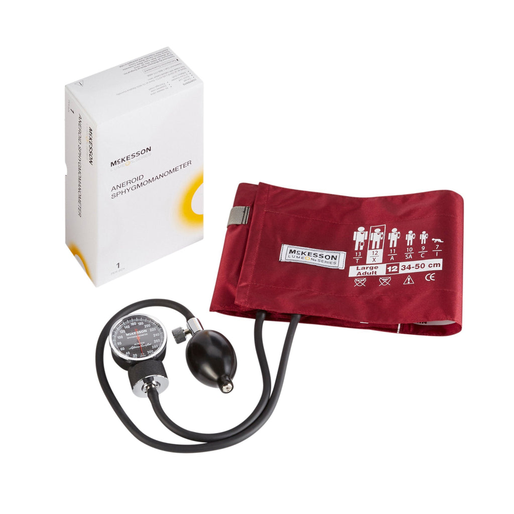 McKesson Lumeon Aneroid Sphygmomanometer with Large Cuff, 2-Tube, Pocket-Size 01-720-12XBDGM