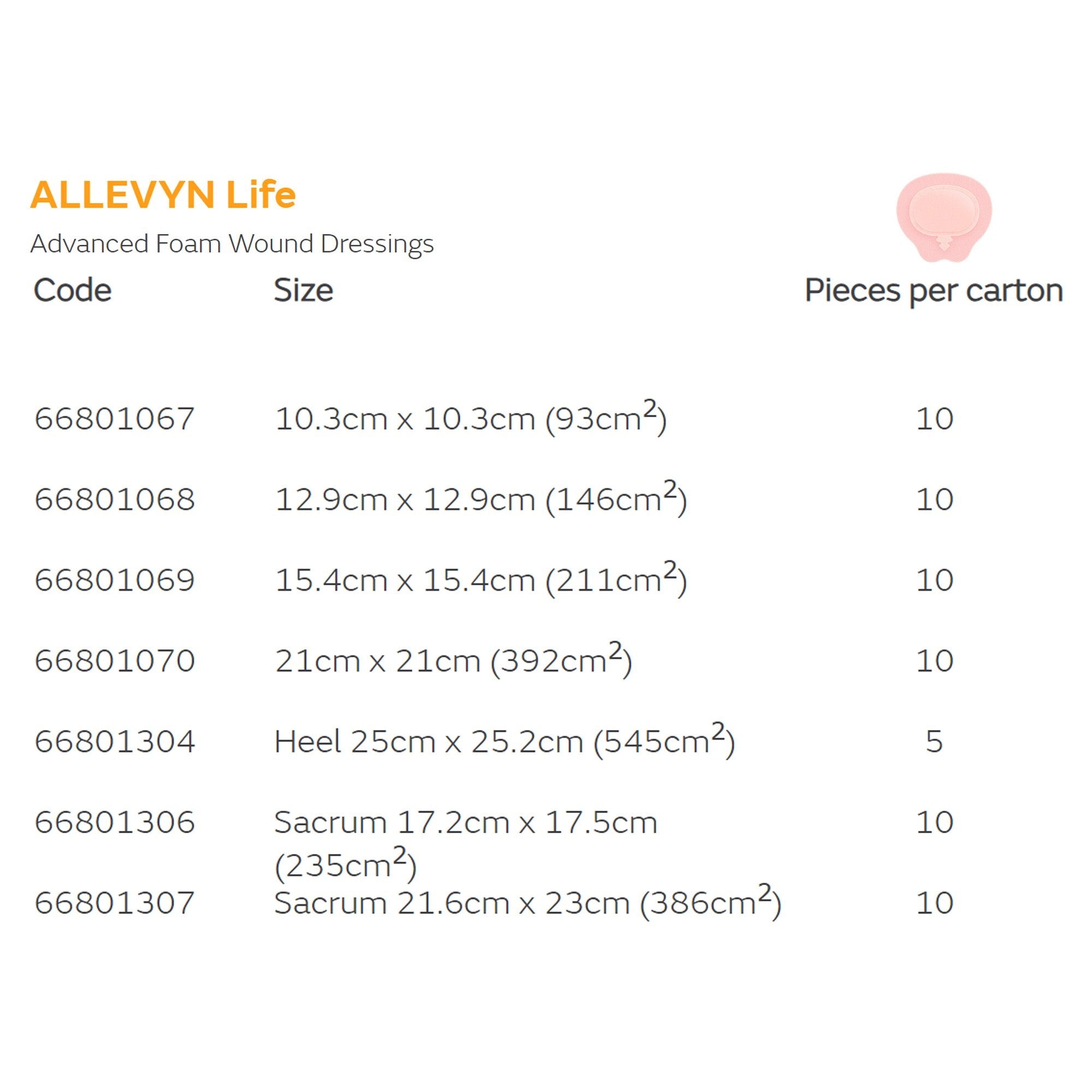 Allevyn Life Silicone Adhesive with Border Silicone Foam Dressing, 8½ x 9 Inch 66801307