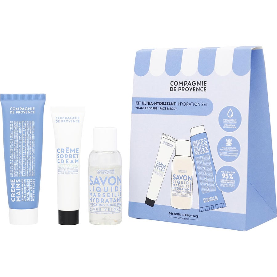 Hydration Set: Liquid Marseille Soap 30ml + Hand Cream 30ml + Face Cream 15ml --3pcs