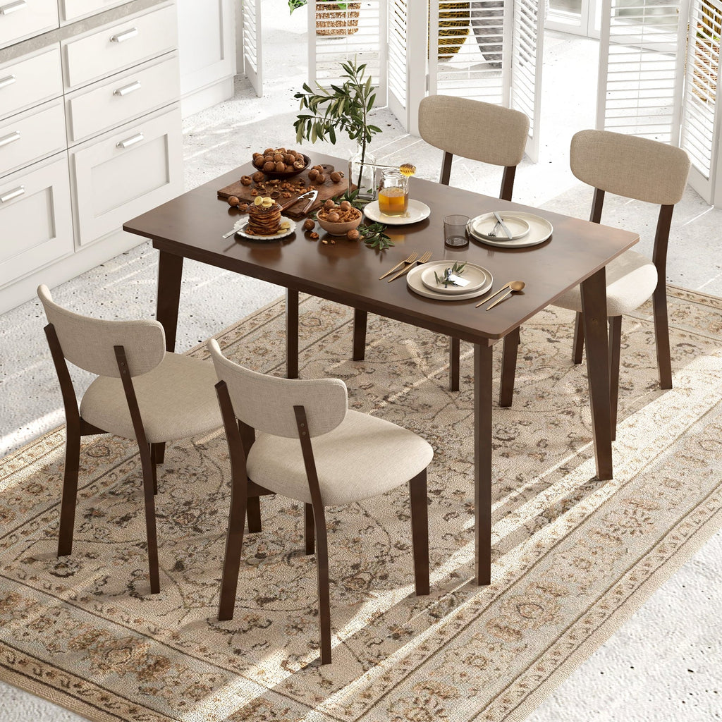 48 Inch Wooden Dining Table with Rubber Wood Legs for 4 People-Brown