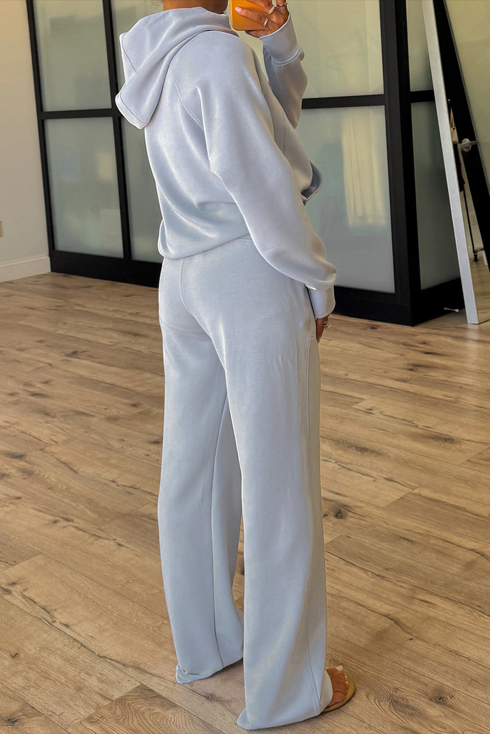 Jet Stream Half Zip Thumbhole Sleeve Hoodie Active Pants 2pcs Outfit