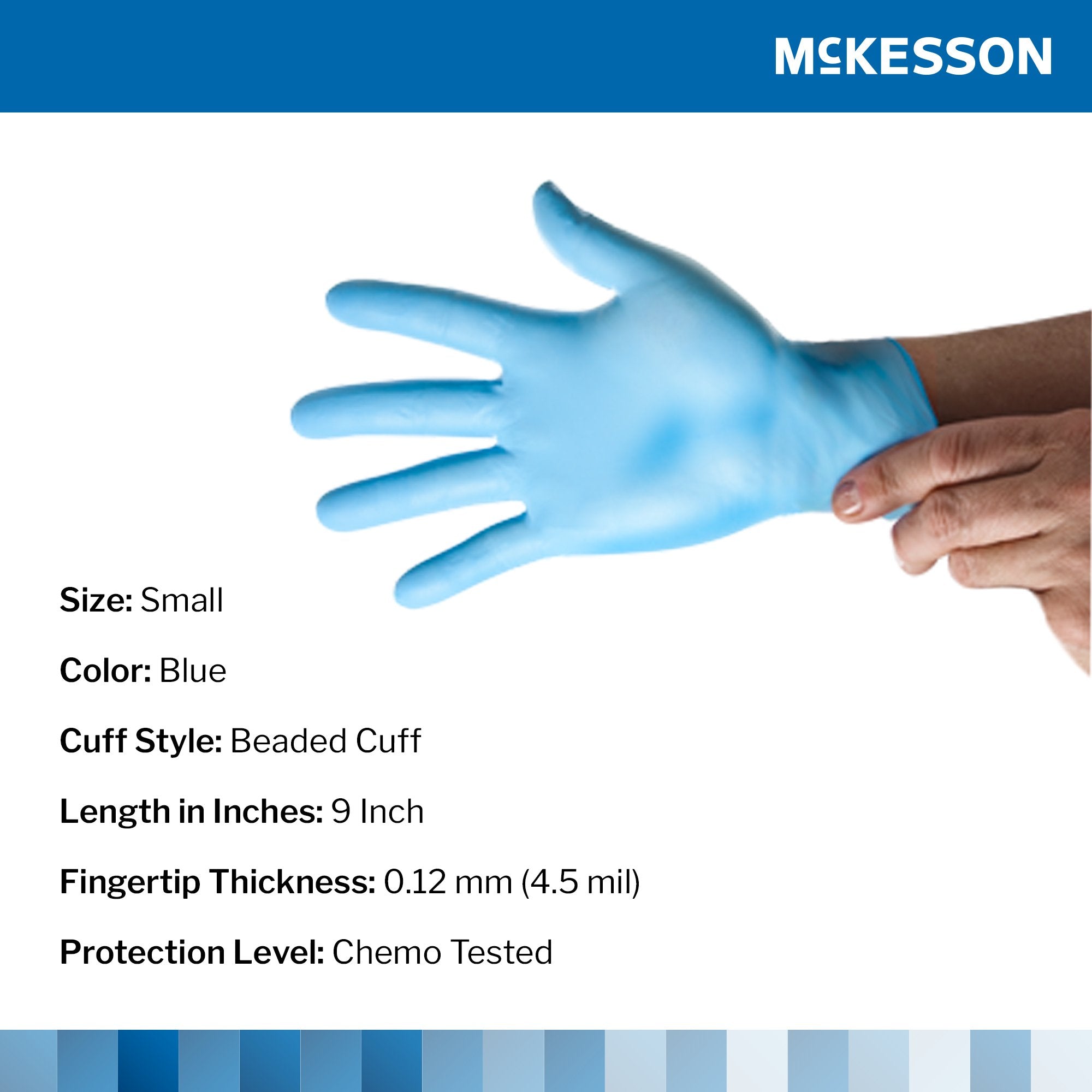 McKesson Confiderm® 4.5C Nitrile Exam Glove, Small, Blue 14-654C