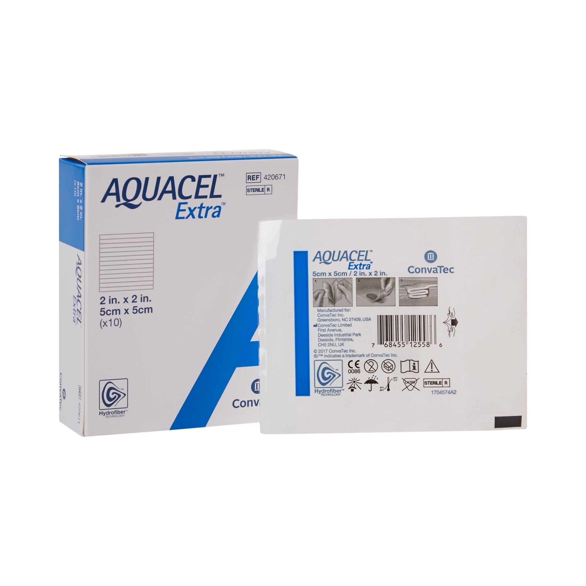 Aquacel® Extra™ Gelling Fiber Wound Dressing, 2 × 2 Inch 420671