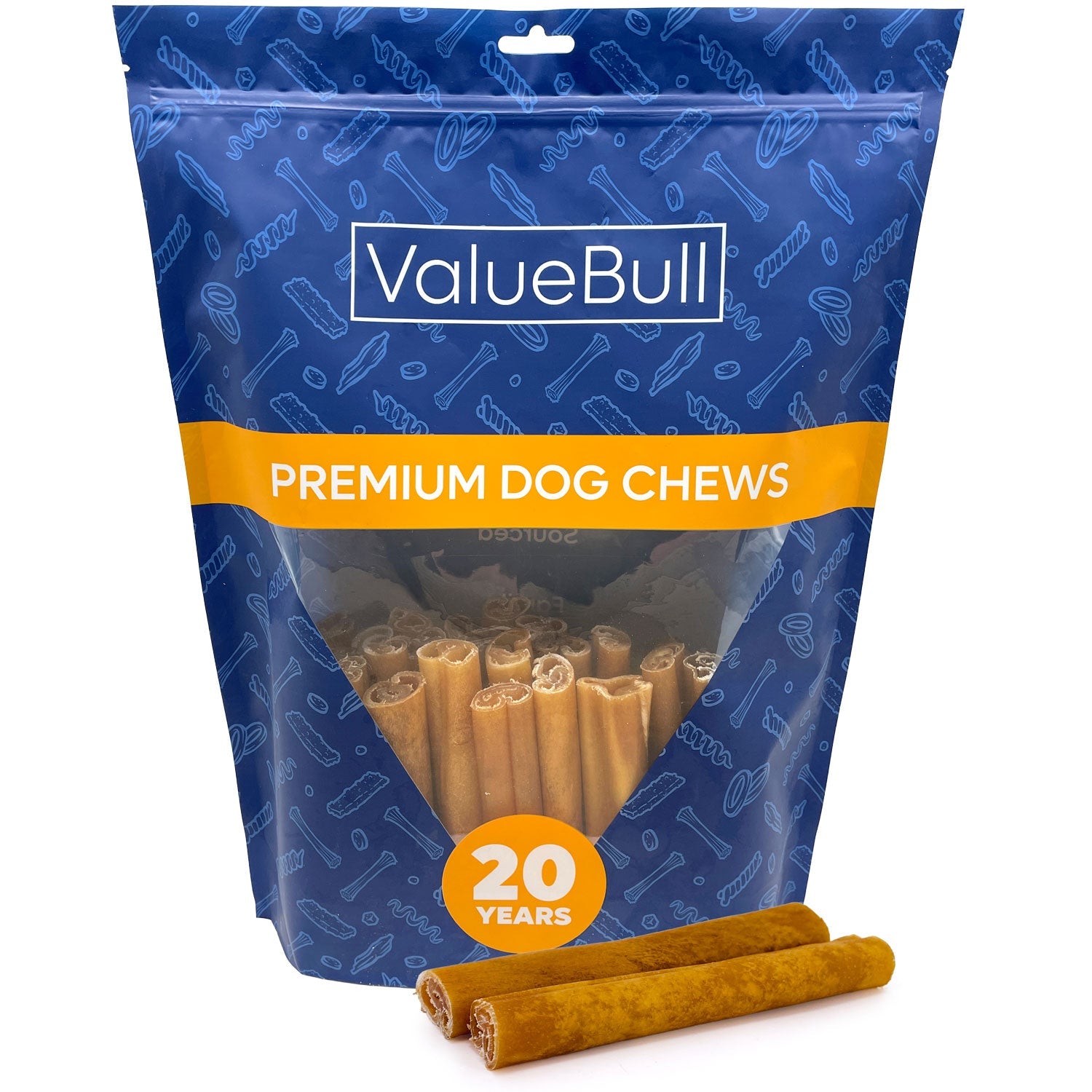 ValueBull Buffalo Collagen Sticks for Dogs, 6 Inch Jumbo Chew, 25 Count