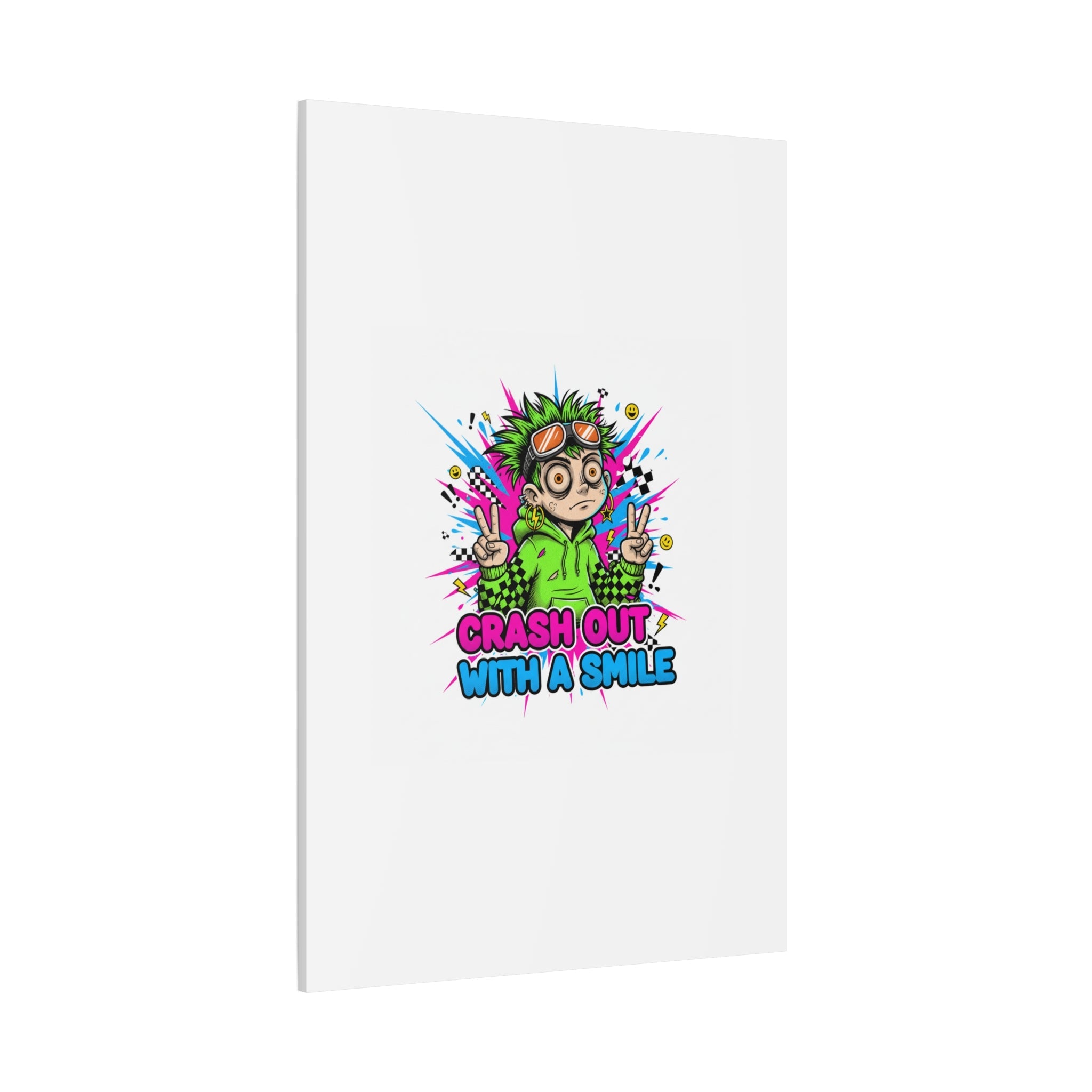 Crash Out With a Smile Canvas Print | Neon Skate Graffiti, Meme Meltdown Art