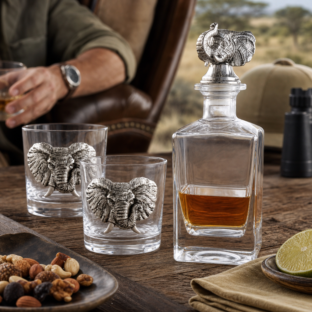 Elephant Decanter Set with Glasses