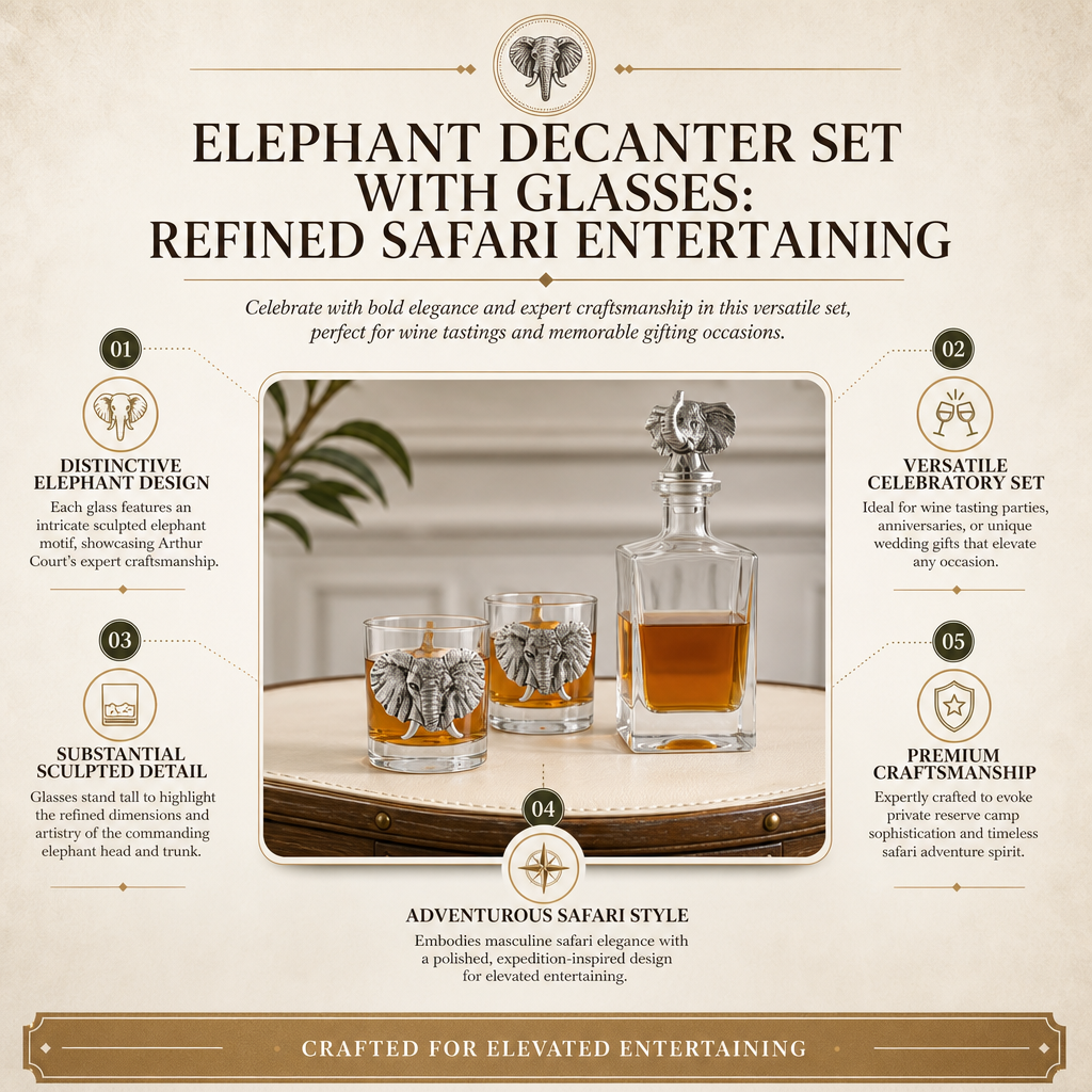 Elephant Decanter Set with Glasses