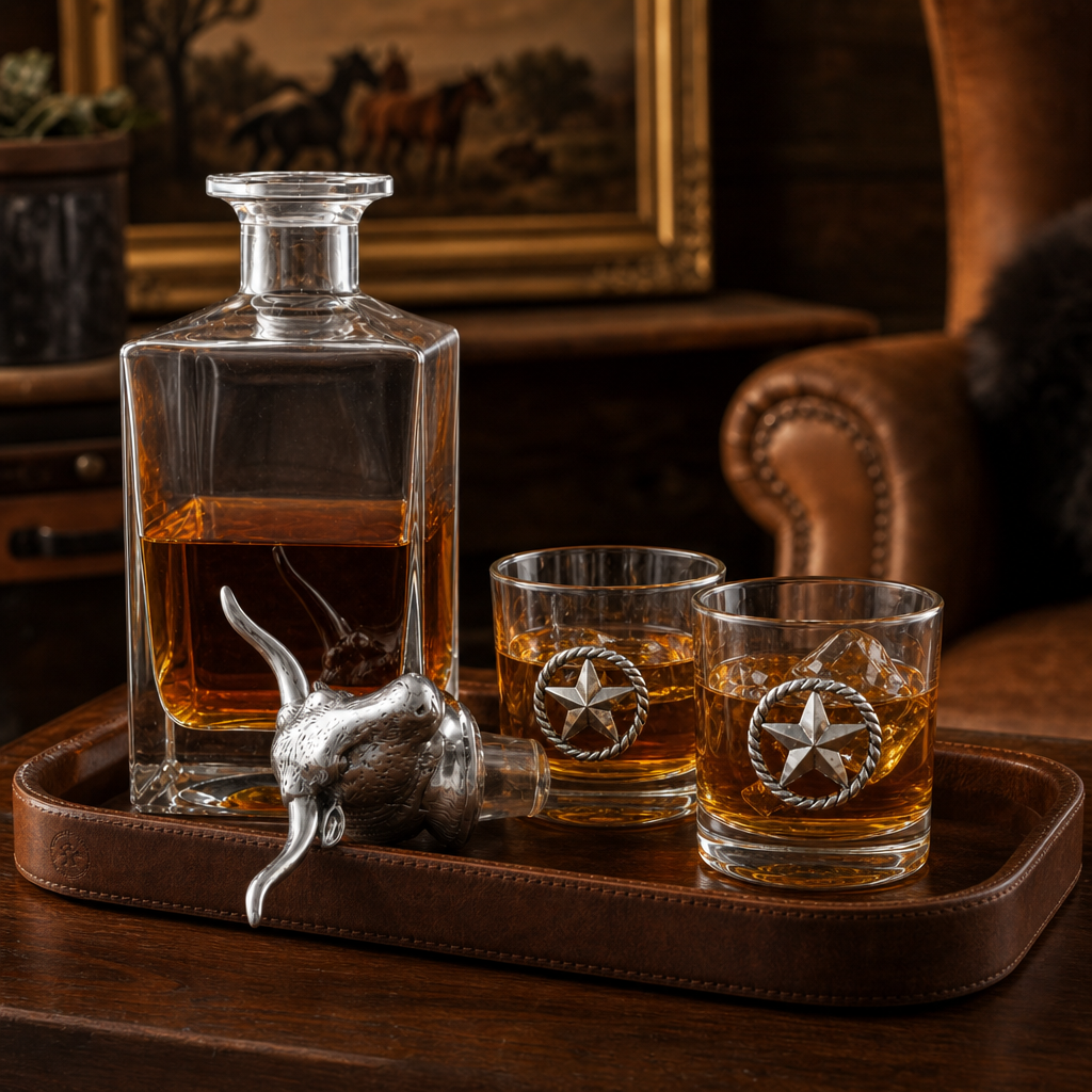 Longhorn Decanter Set with Pair of Glasses