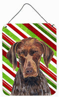 German Shorthaired Pointer Candy Cane Holiday Christmas Wall or Door Hanging Prints Aluminum Metal Sign Kitchen Wall Bar Bathroom Plaque Home Decor Front Door Plaque, 12x16, Multicolor