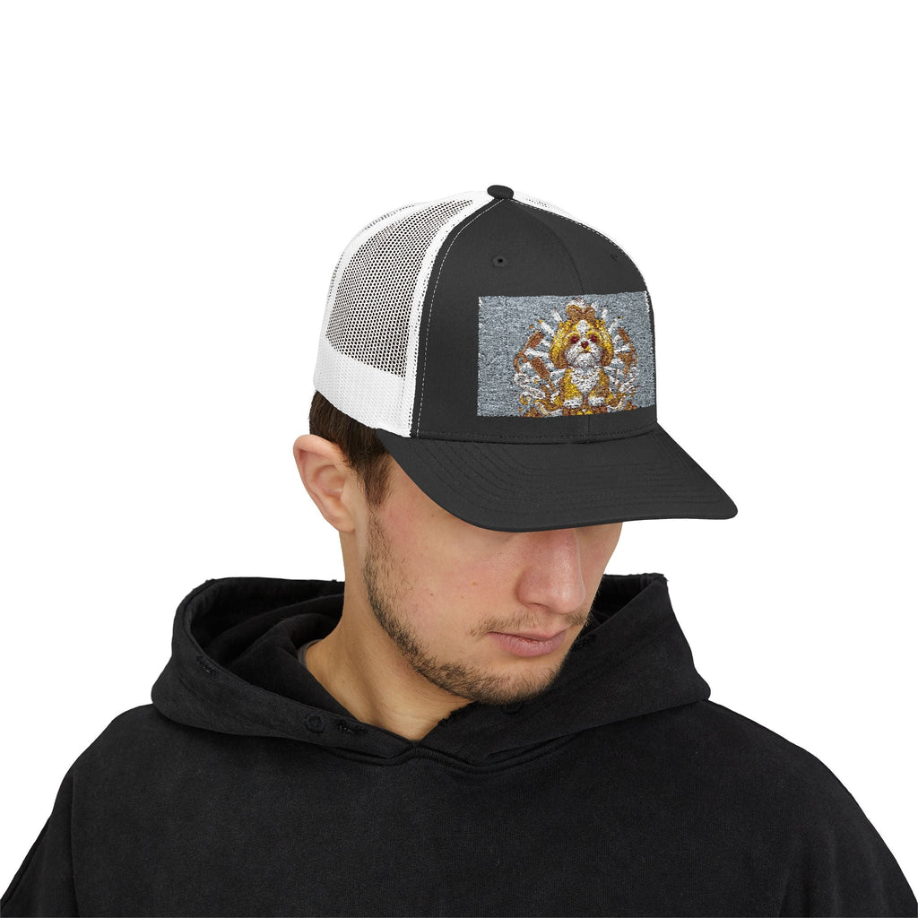 Trucker Cap — Gold Floral Mandala Patch Snapback