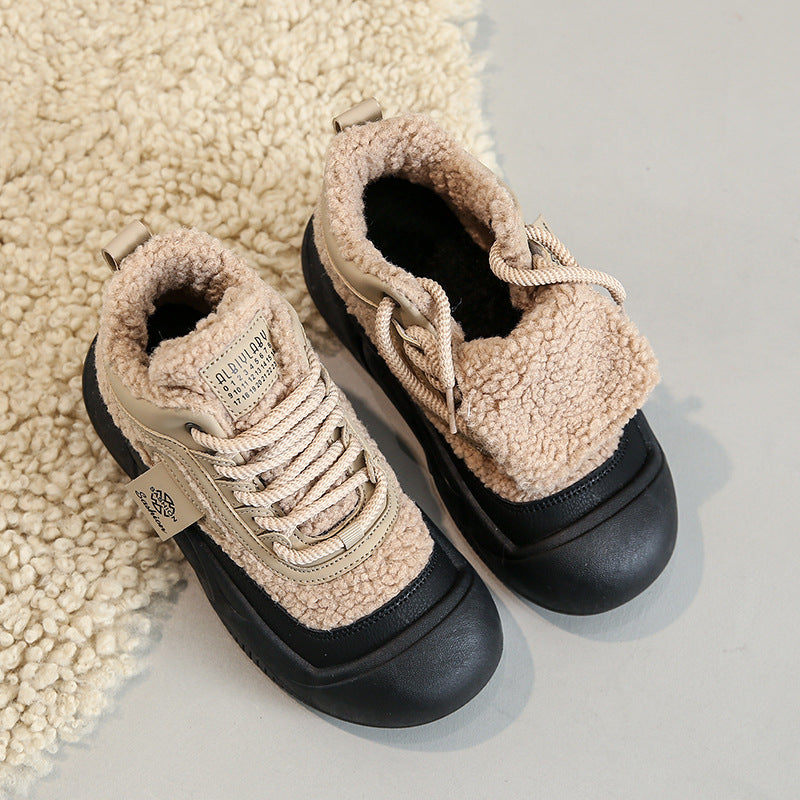 Fleece-lined Female Warm All-matching Casual Sports Skate Shoes