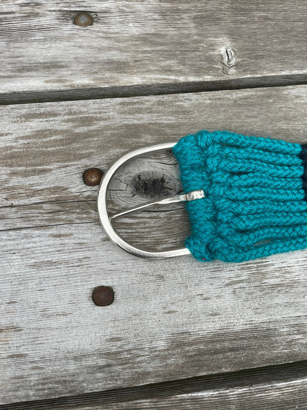 Pony / Mini 9 strand western teal rope girth with center D rings