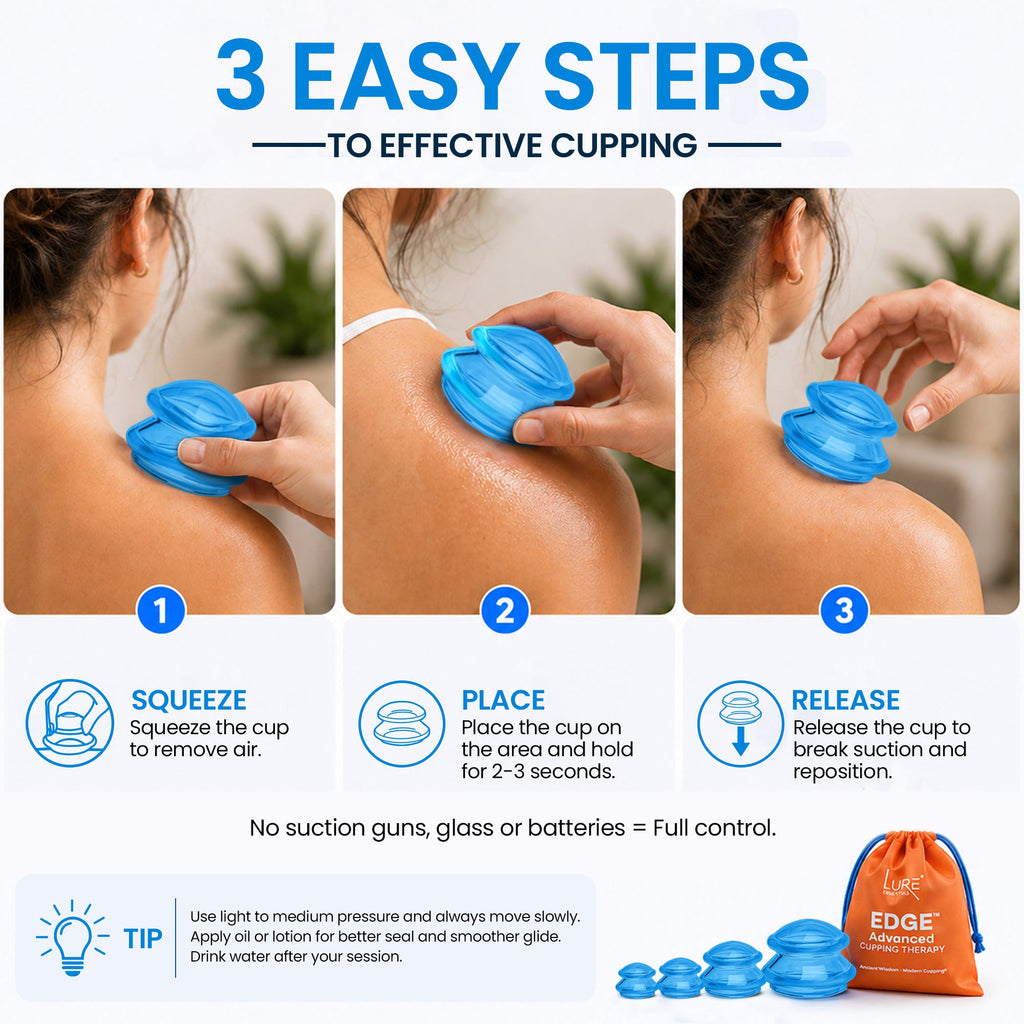 EDGE™ Cupping Therapy Set Blue, 4 Cups
