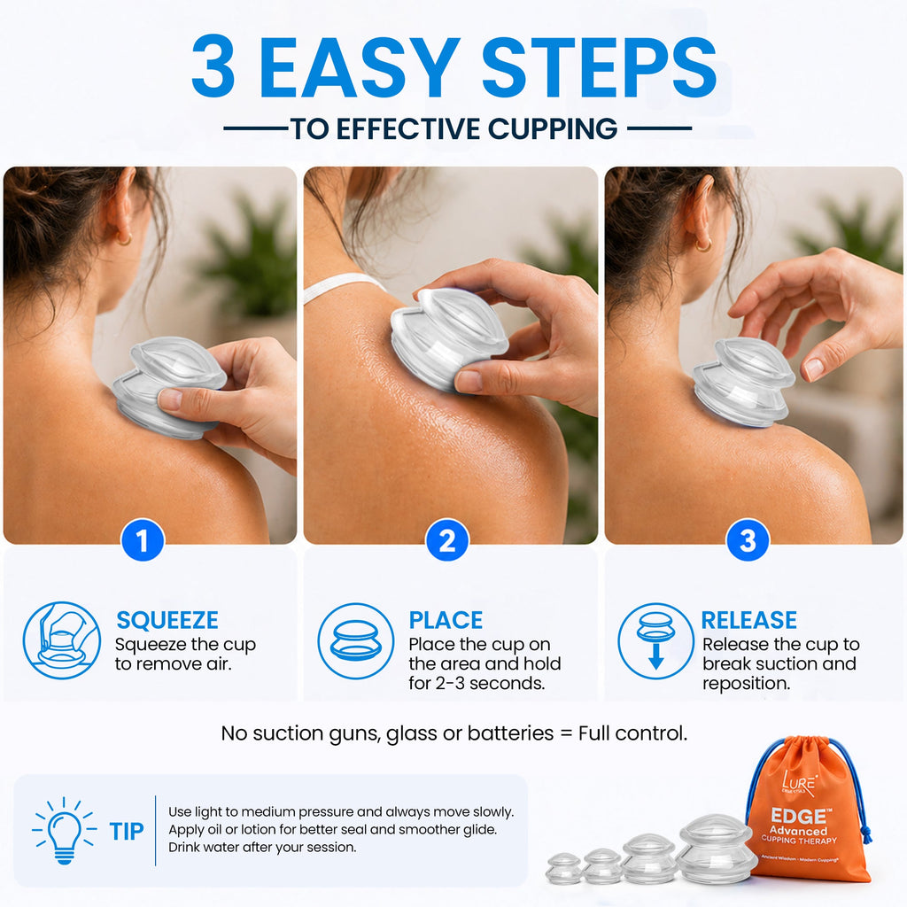 EDGE™ Cupping Therapy Set Blue, 4 Cups