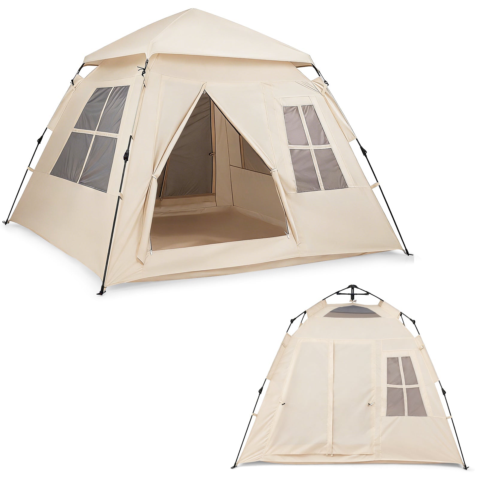 4 Person Camping Tent Portable Automatic Easy Setup with Rainfly and 2 Doors
