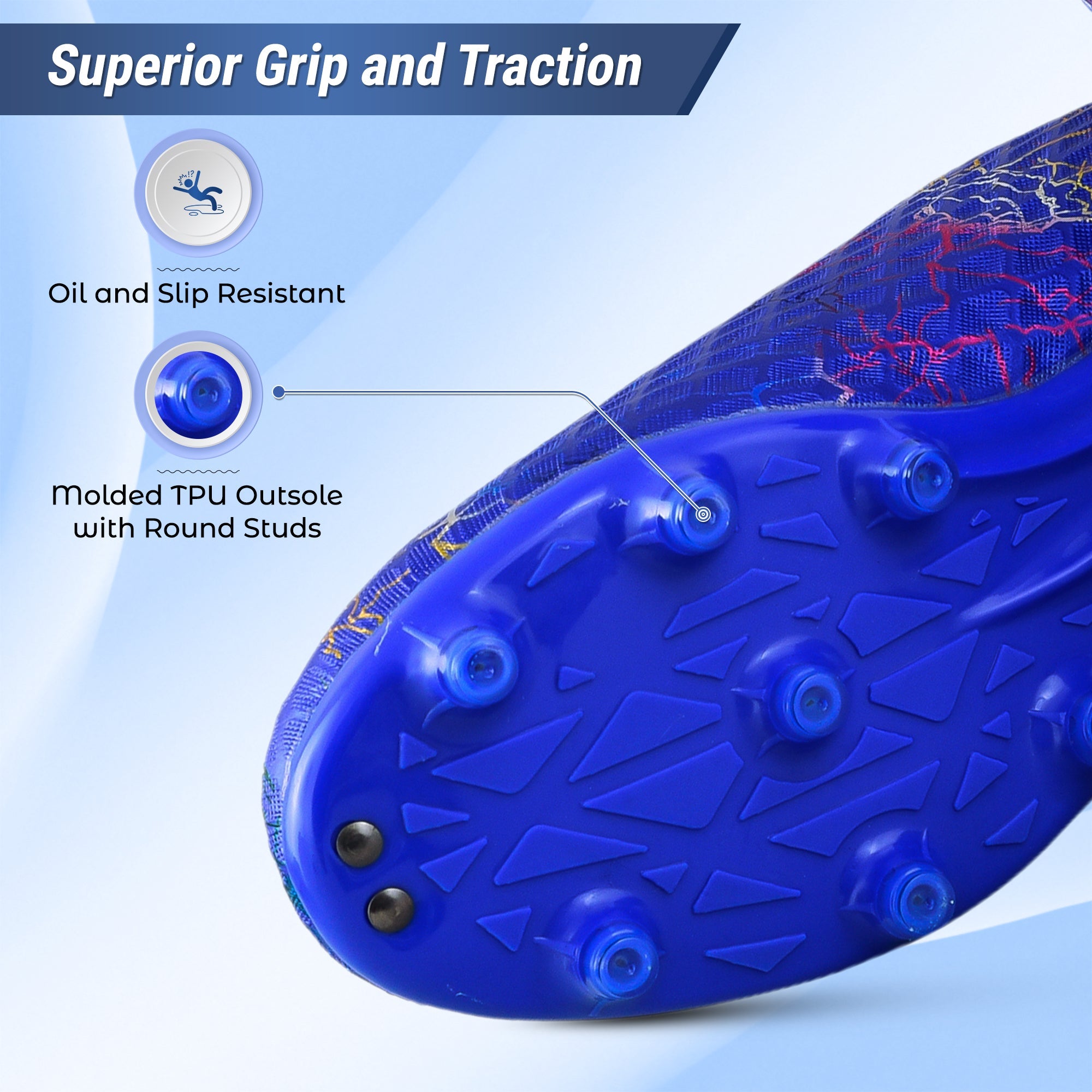 Vizari Zodiac JR Kids Firm Ground (FG) Soccer Cleats – Blue, Youth Sizes 8C–6Y