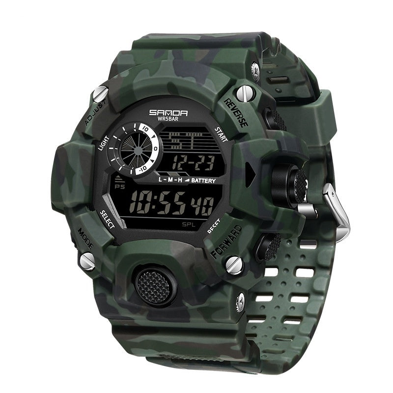 Shock Military Army Mens Watch In Camouflage  Style With LED Digital Back Light With Luminous  Effect