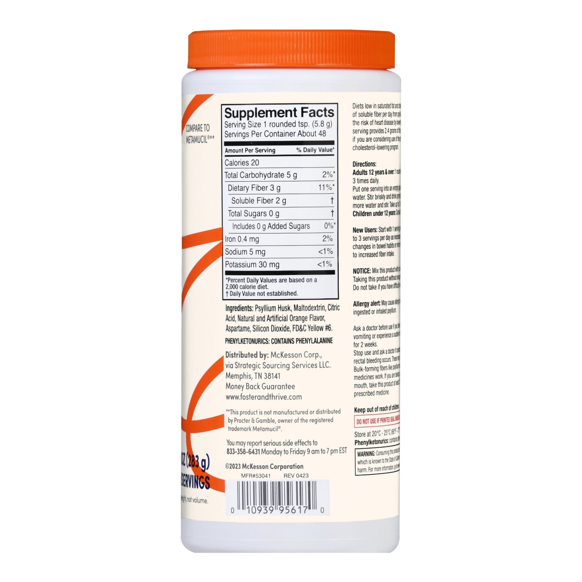 Foster & Thrive™ Fiber Powder Sugar Free Smooth Texture Orange 01093995617