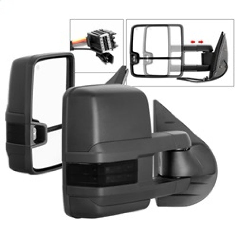 SPYDER xTune Chevy Silverado 07-13 Heated Smoke LED Signal Telescoping Mirrors MIR-CSIL07S-G2-PWH-SM-SET 9936722
