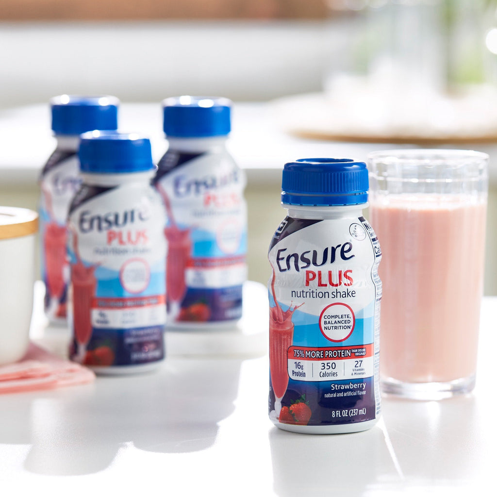 Ensure® Plus Nutrition Shake, Strawberry, 8-ounce bottle 57269