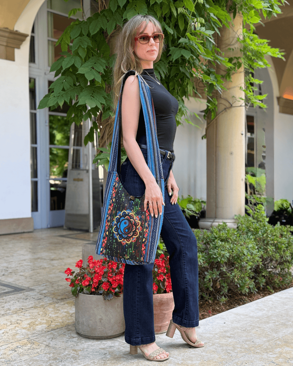 Kathmandu Collection Yin Yang Print Hobo Bag