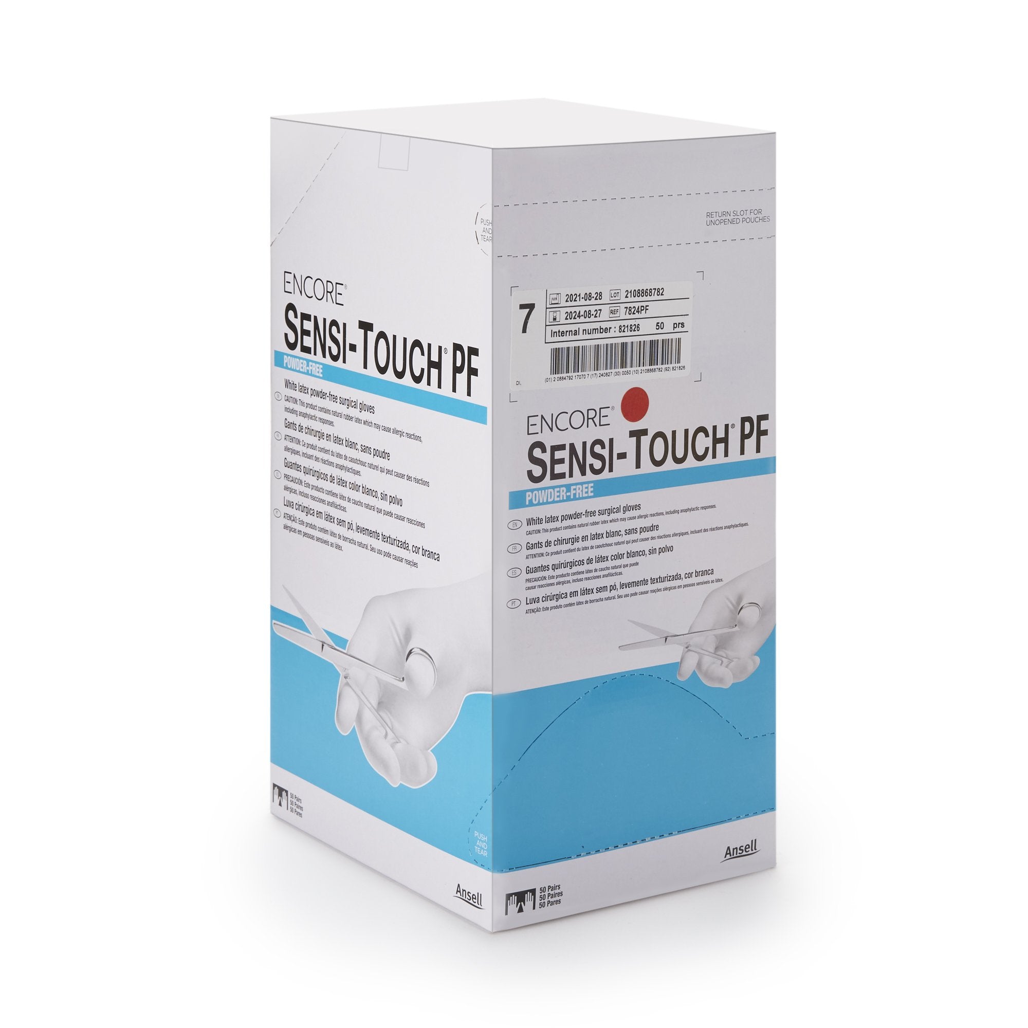 Encore® Sensi-Touch® PF Latex Surgical Glove, Size 7, Natural 7824PF