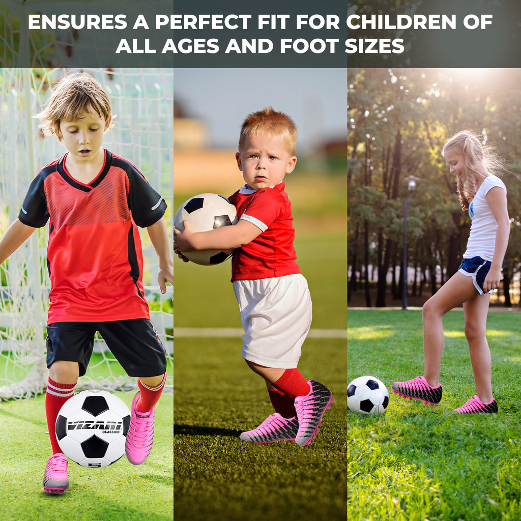 Bolt Kids Firm Ground Soccer Cleats – Pink/Black/Silver