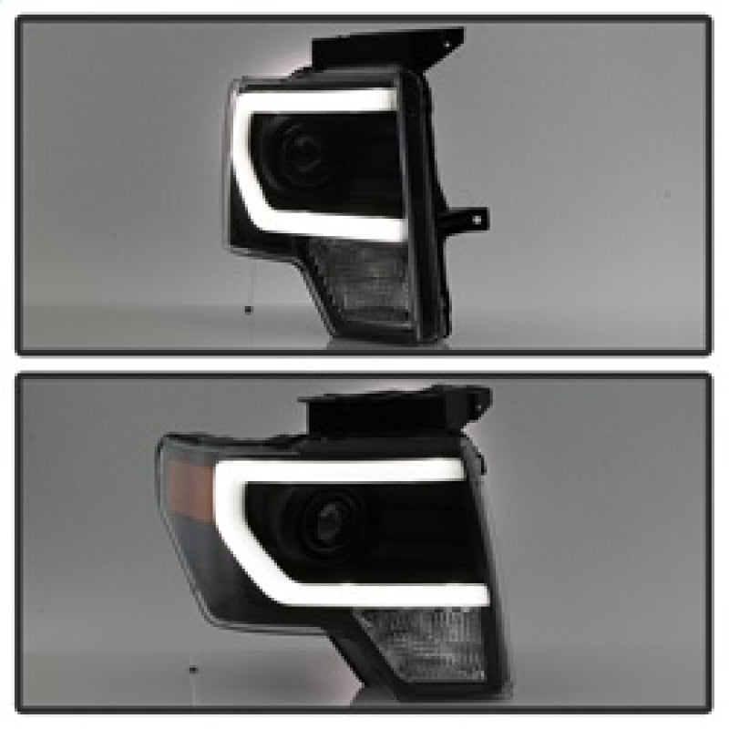 SPYDER xTune Ford F150 Projector Headlights - Light Bar DRL - Black PRO-JH-FF15009-LBDRL-BK 9037252