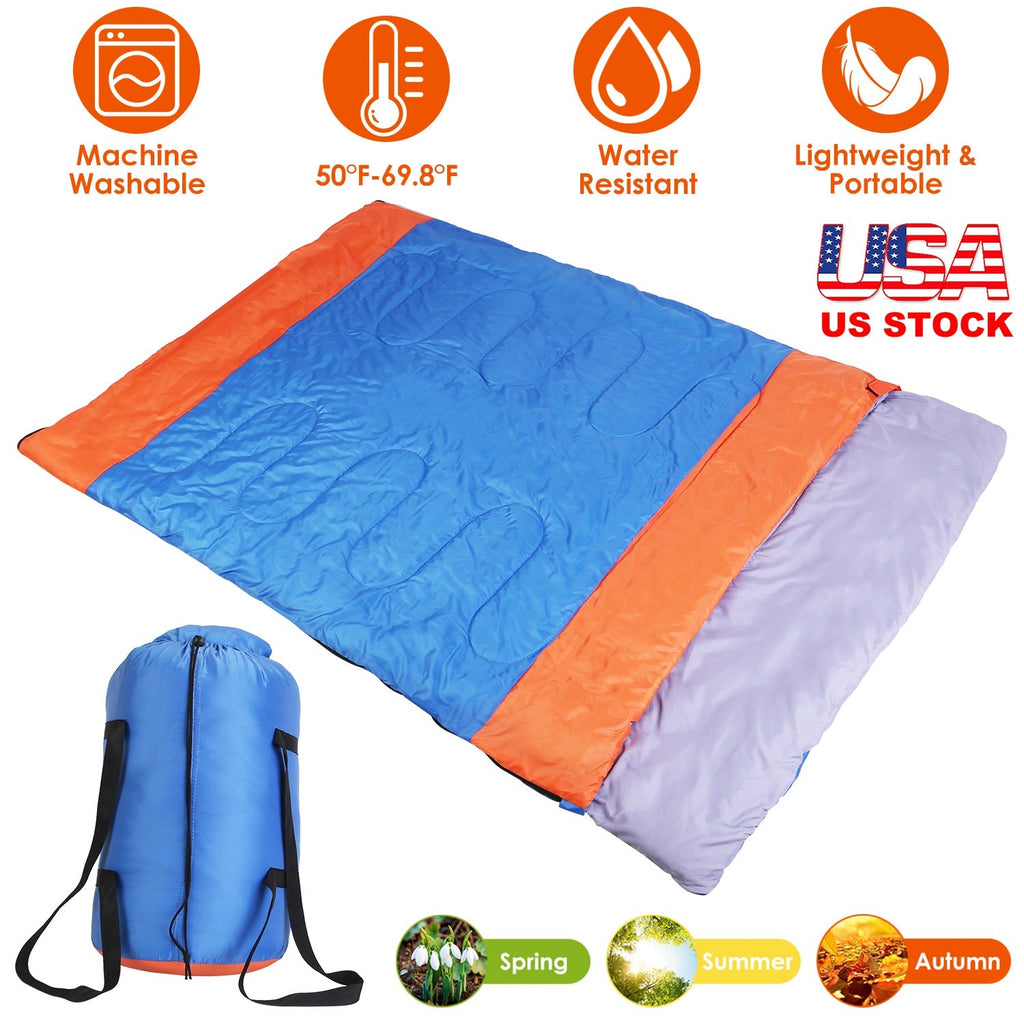 3 People Sleeping Bag for Adult Kids Lightweight Water Resistant Camping Cotton Liner Cold Warm Weather Indoor Outdoor Use 3 Season with Sack for Spri