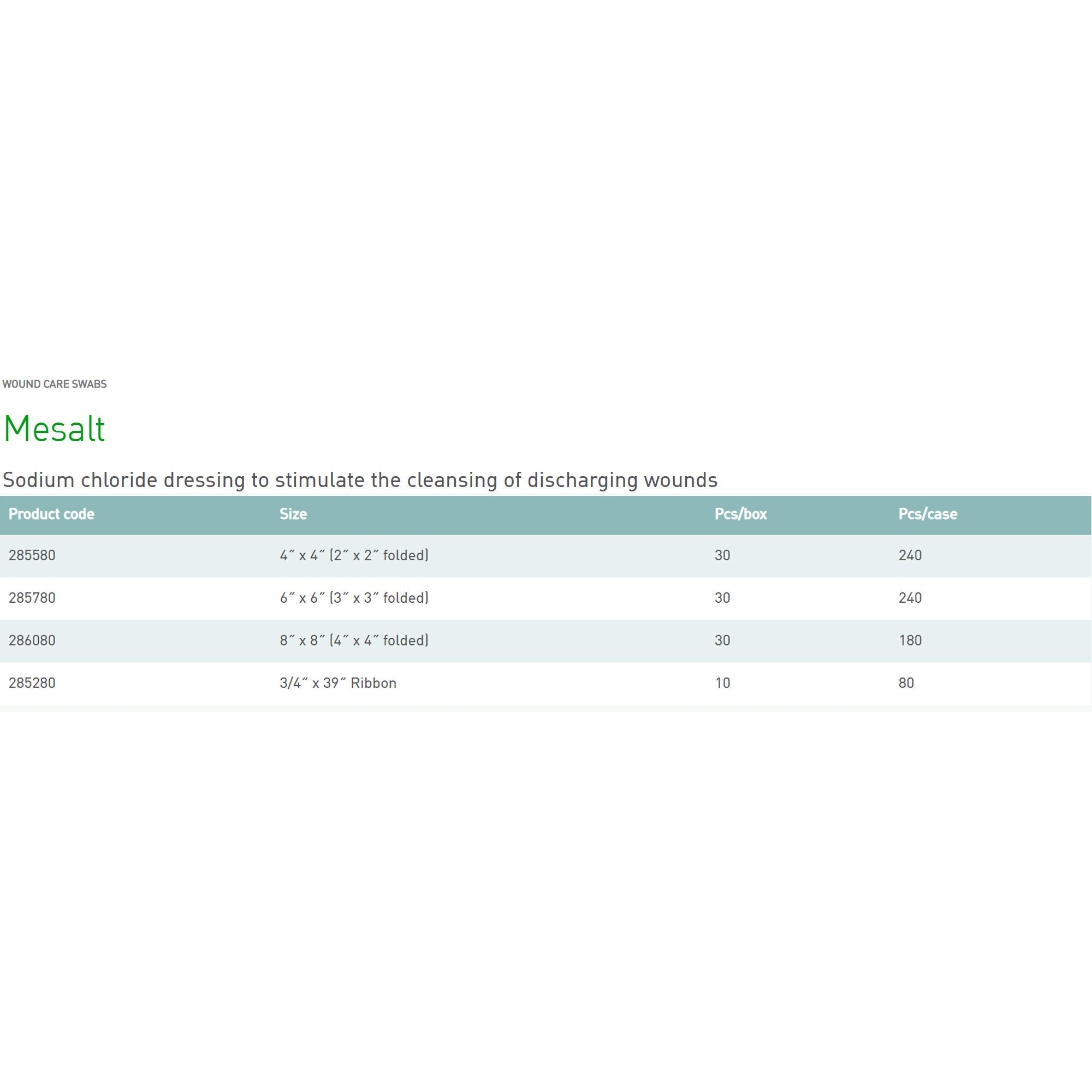 Mesalt® Sodium Chloride Impregnated Dressing, ¾ x 39 Inch 285280