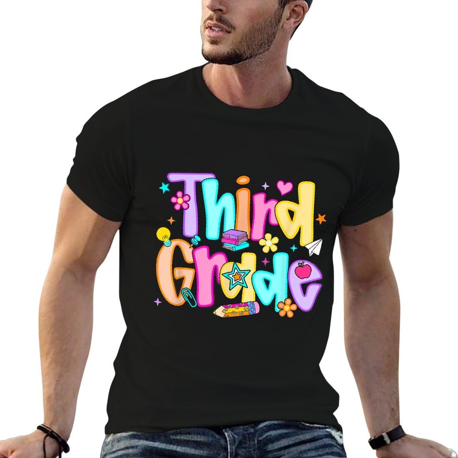 Back To School Preppy Third Grade 3rd Grade Teacher Girl Boy  Easy-care T-Shirt